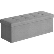 Sitzbank mit Stauraum 110cm Faltbar Leinenimitat Hellgrau von Songmics