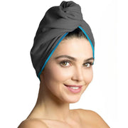 Haarturban Mikrofaser mit Knopf schnelltrocknend Dunkelgrau von guteszeug.ch