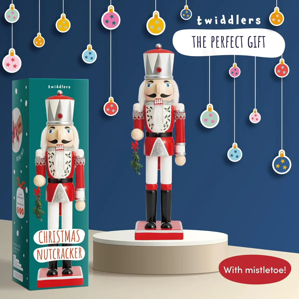 Weihnachts-Nussknacker Soldat rot silber 30cm von Twiddlers