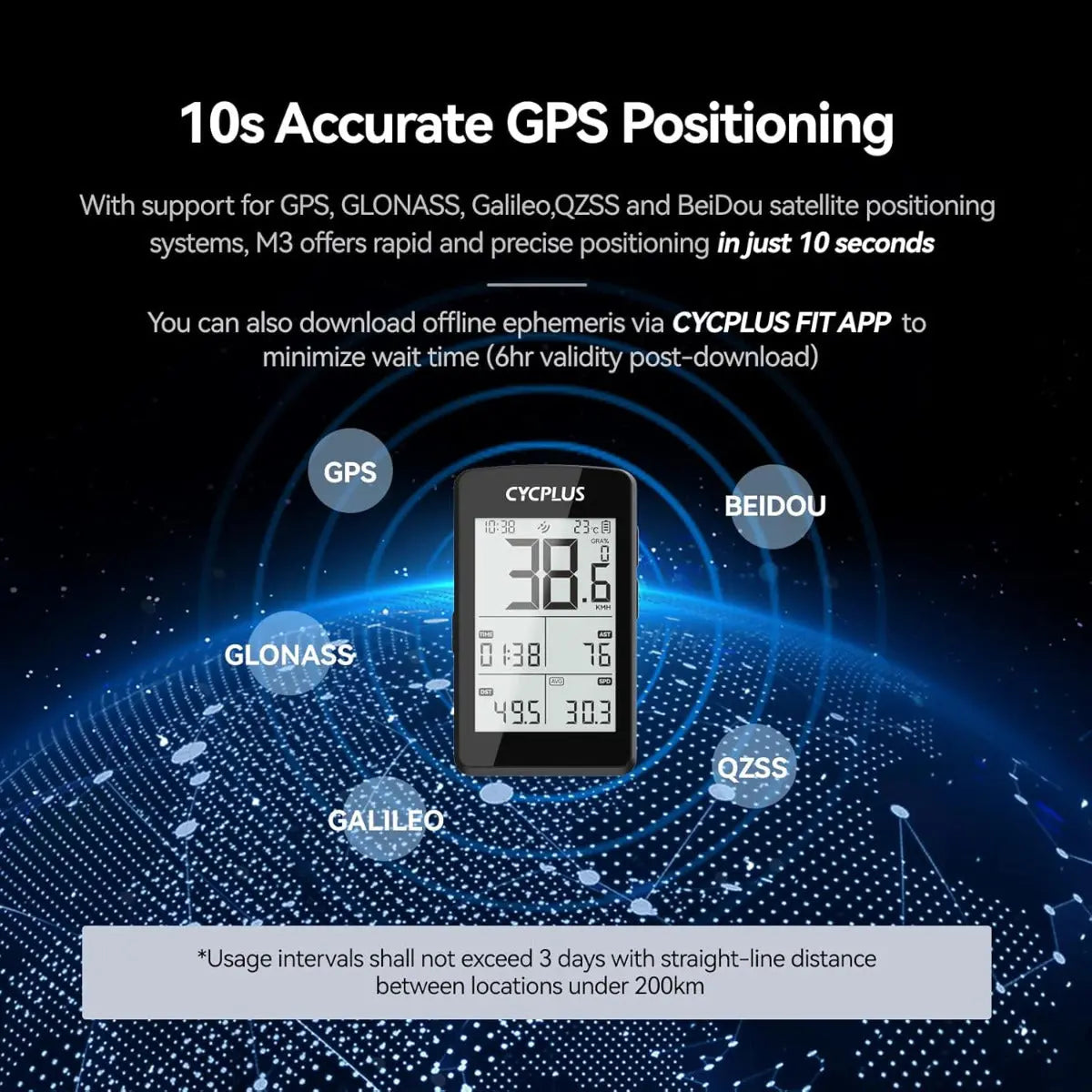 Fahrradcomputer M3 GPS Kabellos 2.8 Zoll LCD von Cycplus