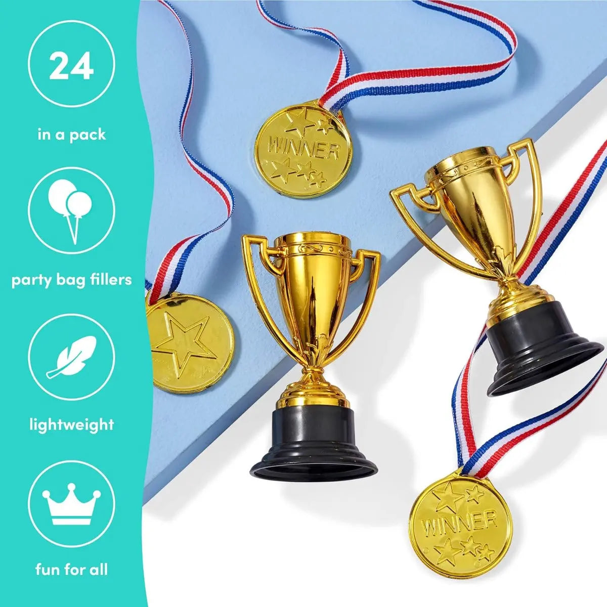 Spielzeug Medaillen & Pokal Trophäen 24 Stück von Twiddlers