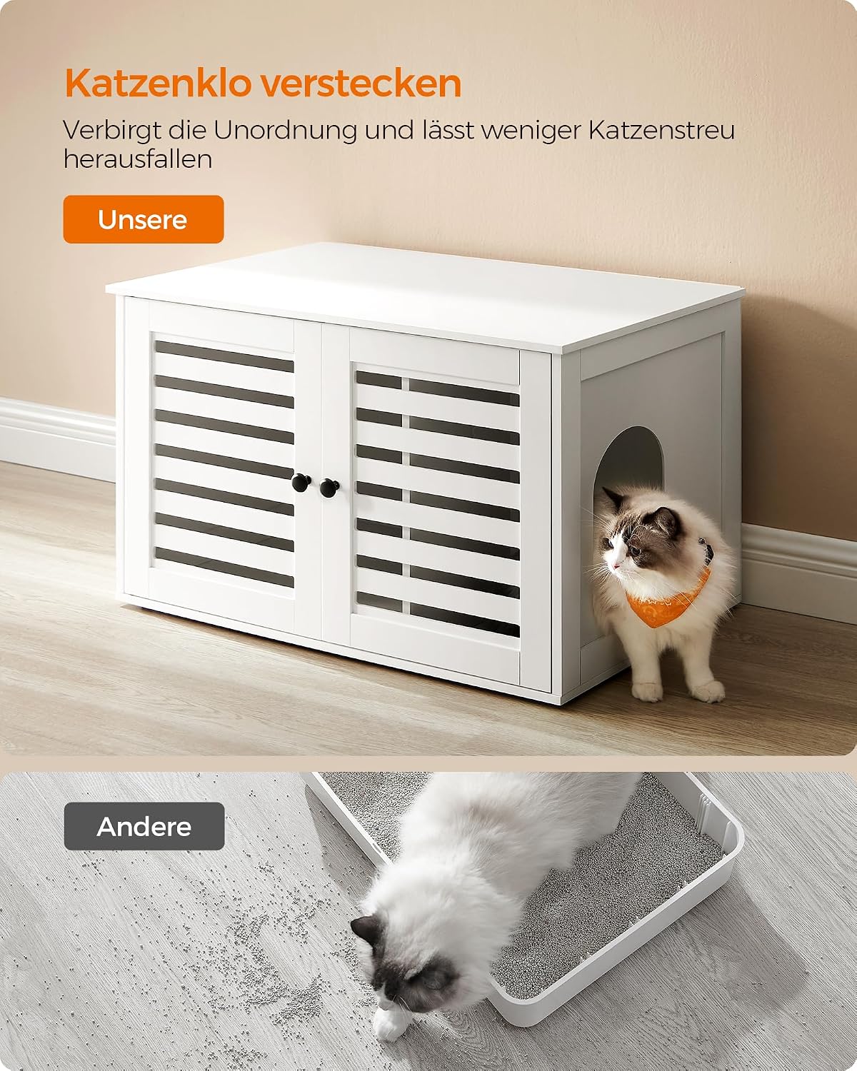 Katzentoiletten-Schrank Katzenhaus 80x53x50 cm Braun von Songmics