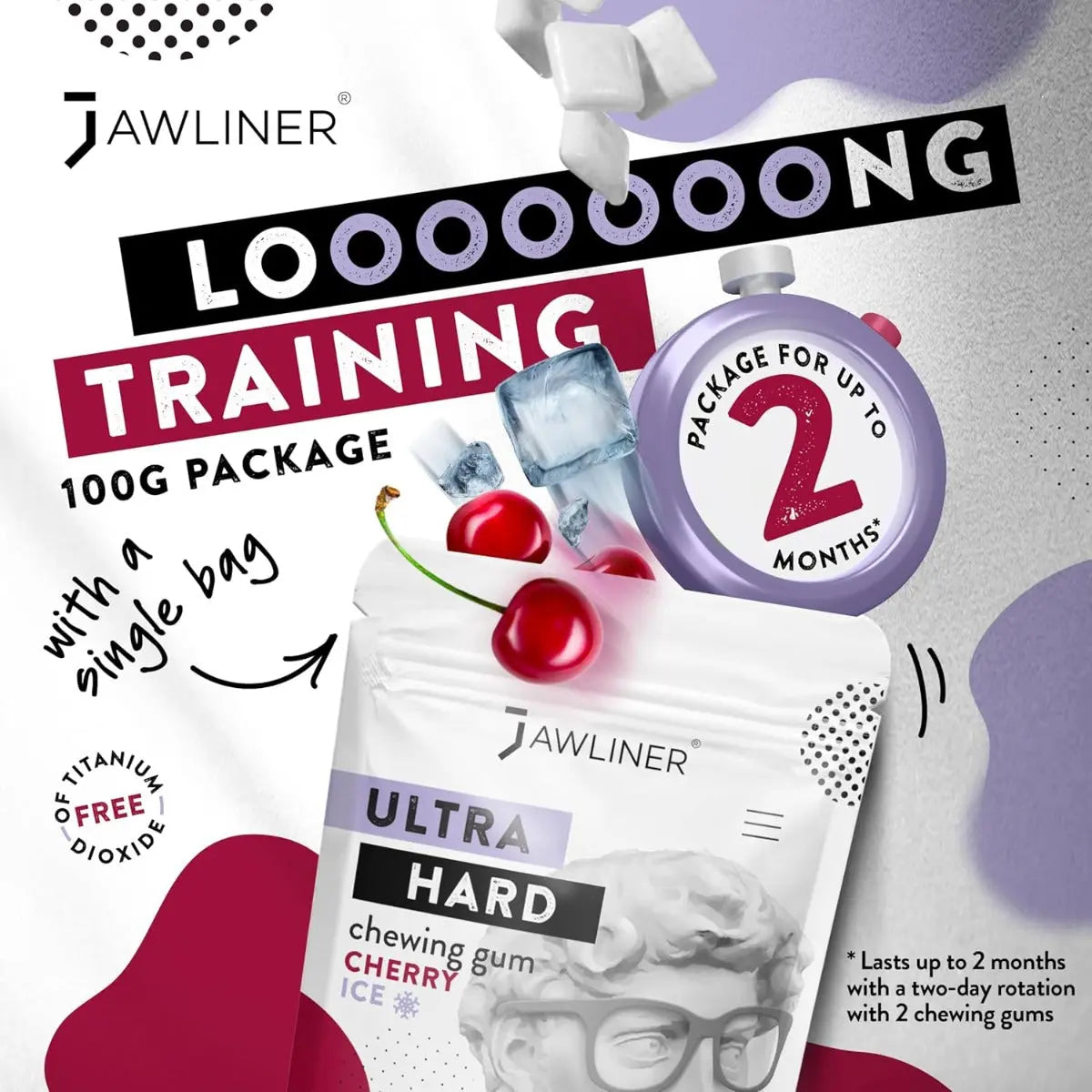 Fitness Cherry Ice Gum 100g Pack von JAWLINER