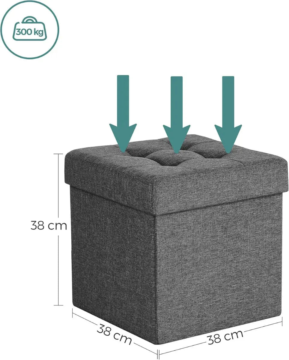 Sitzhocker mit Stauraum, Fusshocker, Sitzwürfel, dunkelgrau von Songmics