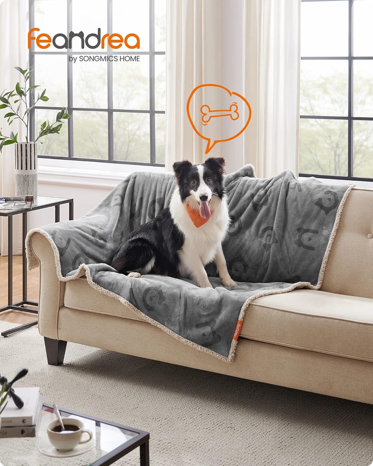 Wasserdichte Hundedecke XL 152x127cm Fleece maschinenwaschbar von Songmics