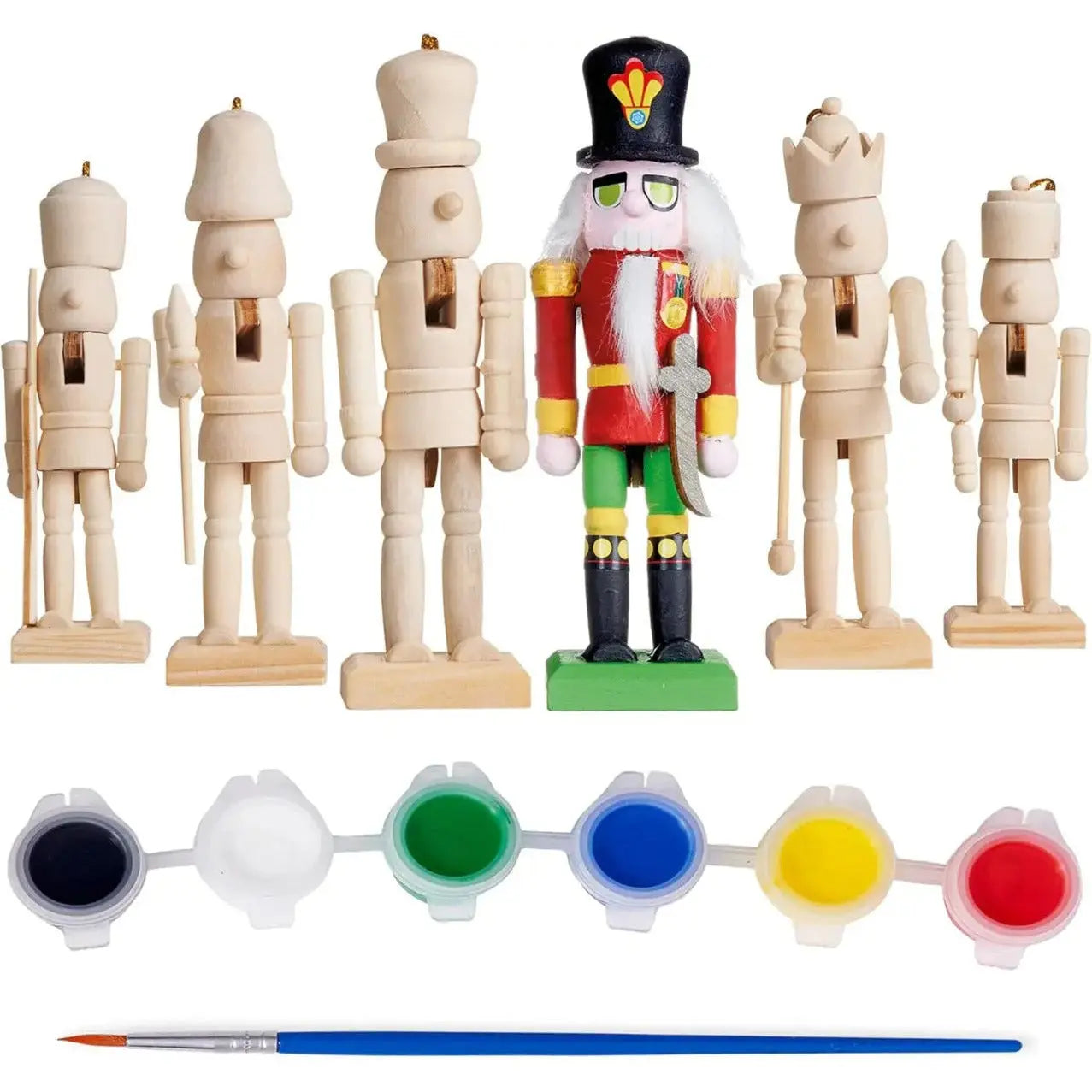 Weihnachts-Nussknacker Holz Paint Your Own 6 Stück von Twiddlers