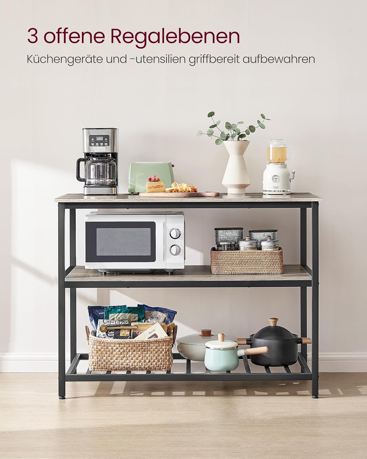 Küchenregal mit Arbeitsplatte 3 Etagen Mikrowellenregal von Songmics