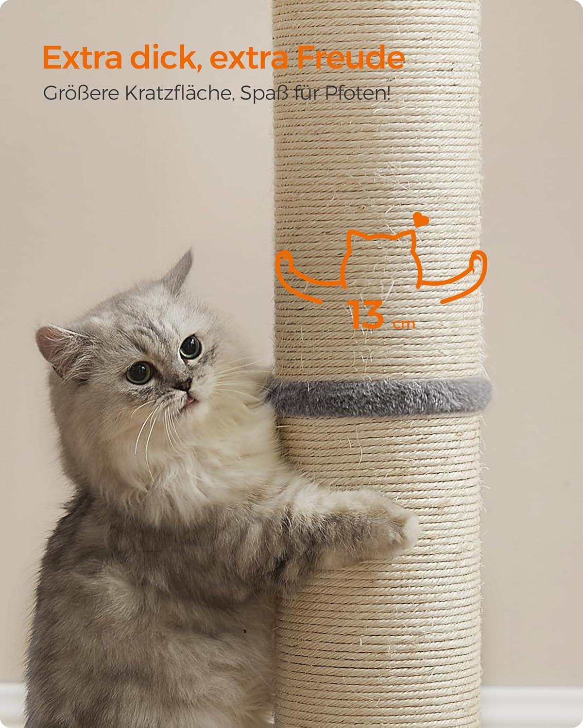 Kratzsäule XL 85 cm dicker Stamm für große Katzen Sisal von guteszeug.ch
