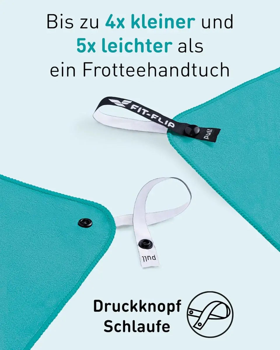 Mikrofaser Handtuch schnelltrocknend mit Tasche 40x80cm Petrol von Fit-Flip