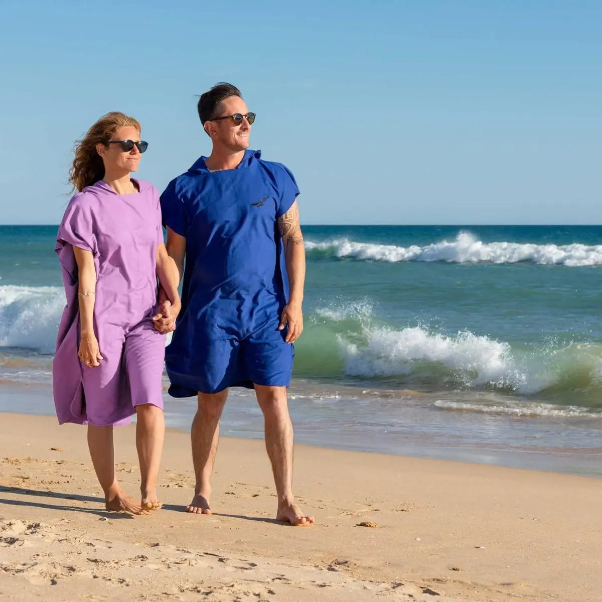 Badeponcho Mikrofaser Unisex schnelltrocknend mit Kapuze M Flieder von guteszeug.ch
