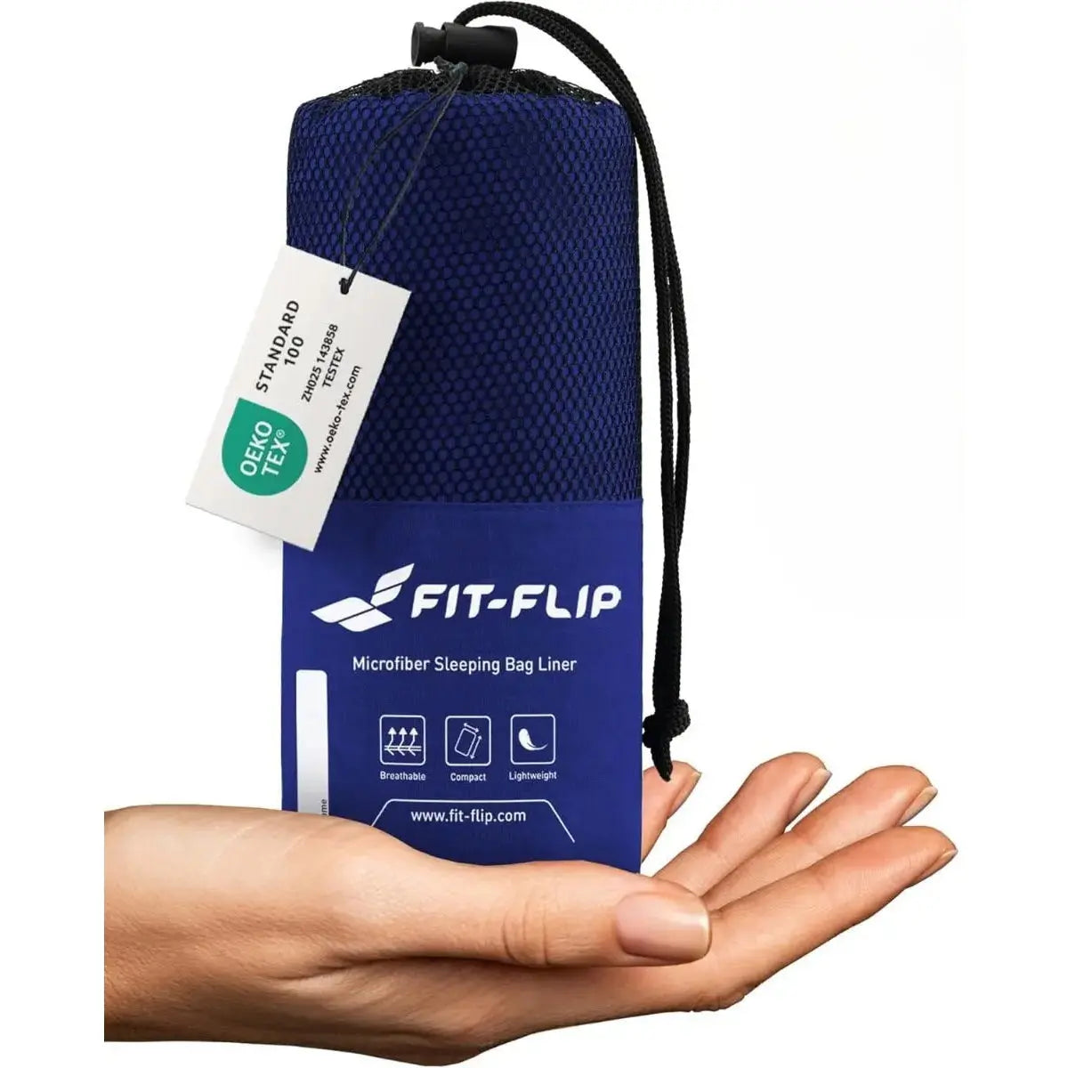 Hüttenschlafsack Mikrofaser ultraleicht mit Kissenfach 90x220cm Königsblau von guteszeug.ch