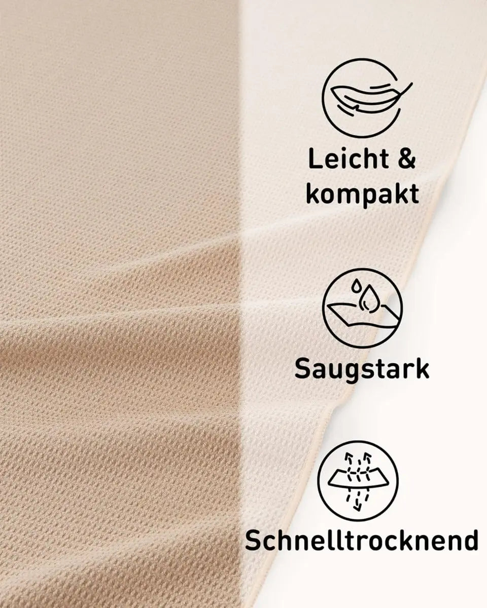 Yoga Handtuch Mikrofaser rutschfest mit Noppen Yogatuch Cream von guteszeug.ch