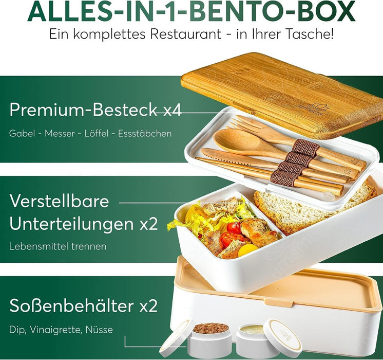 Bento Box Original L White & Bamboo von Umami