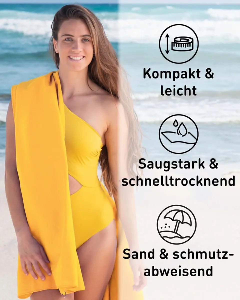 Mikrofaser Handtuch schnelltrocknend mit Tasche 40x80cm Gelb von Fit-Flip