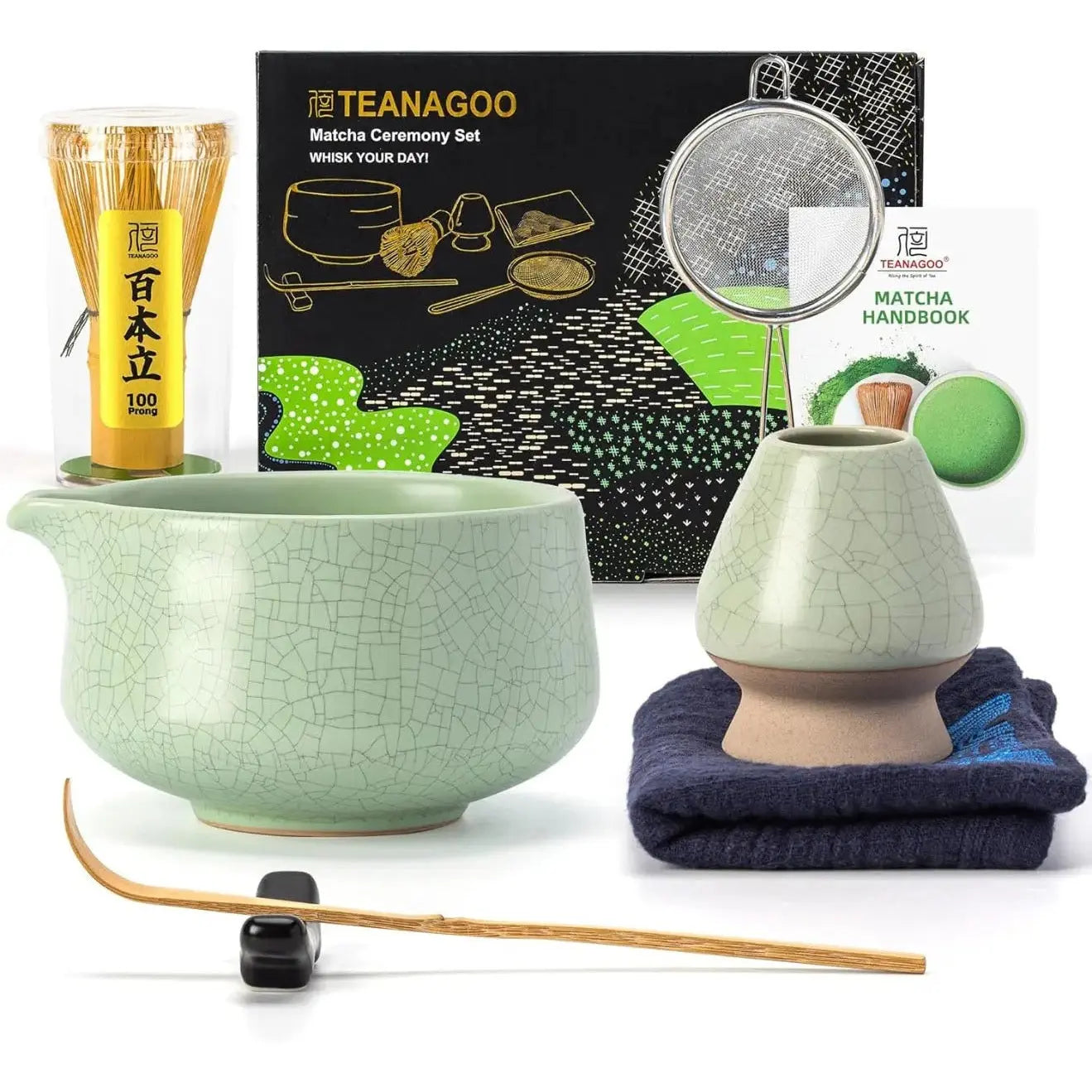 Matcha Set Hellgrün mit Ausgiessschale 7-tlg. von TEANAGOO
