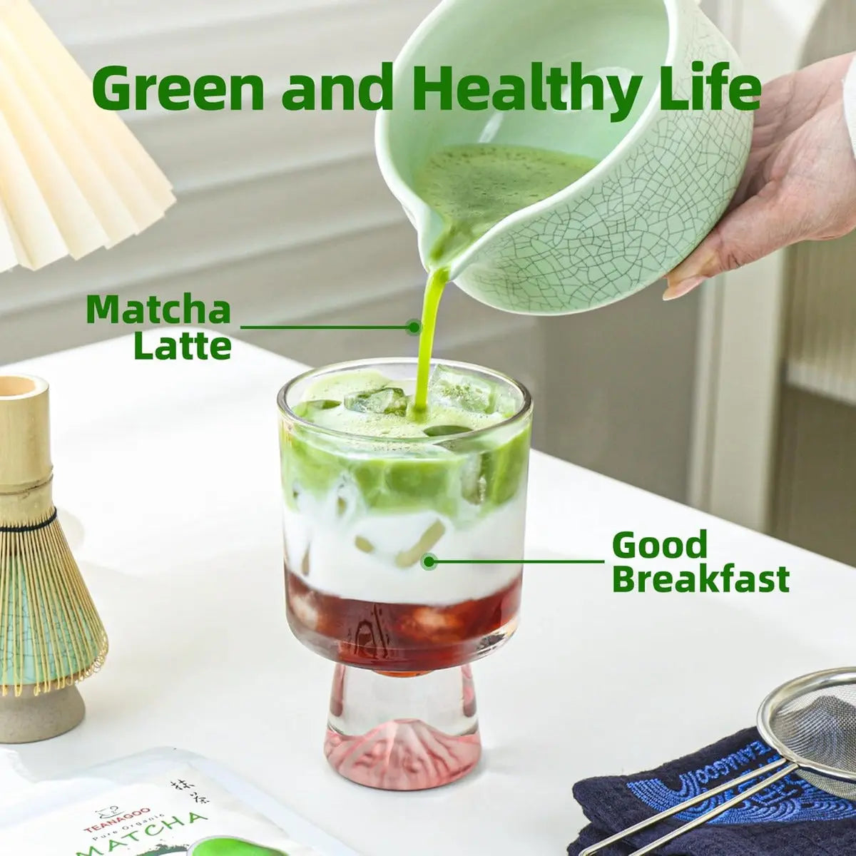 Matcha Set Hellgrün mit Ausgiessschale 7-tlg. von TEANAGOO