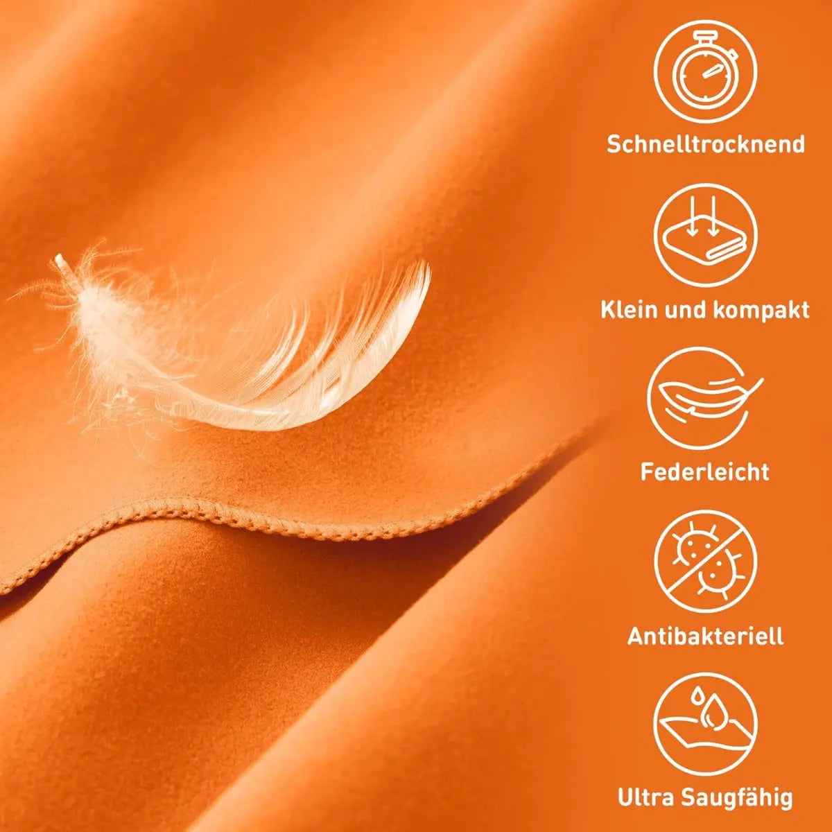 Fitnesshandtuch Mikrofaser mit Reissverschlusstasche 130x48cm Orange von guteszeug.ch