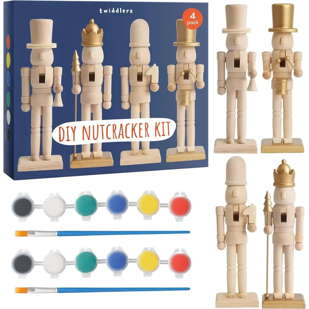 Weihnachts-Nussknacker Soldat Paint Your Own 4 Stück von Twiddlers