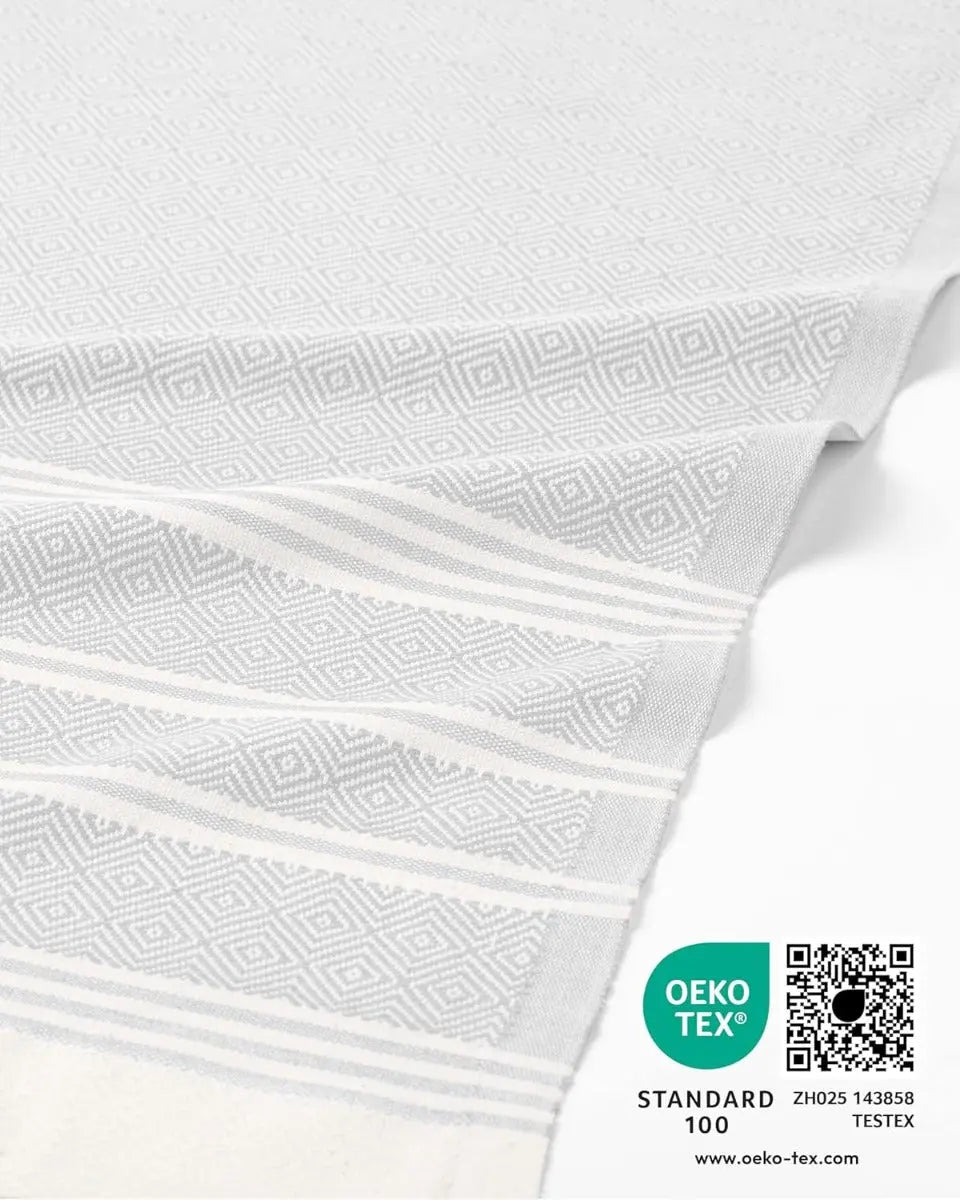 Hamamtuch Baumwolle Recycelt 200x200cm Light Grey - Diamond von guteszeug.ch