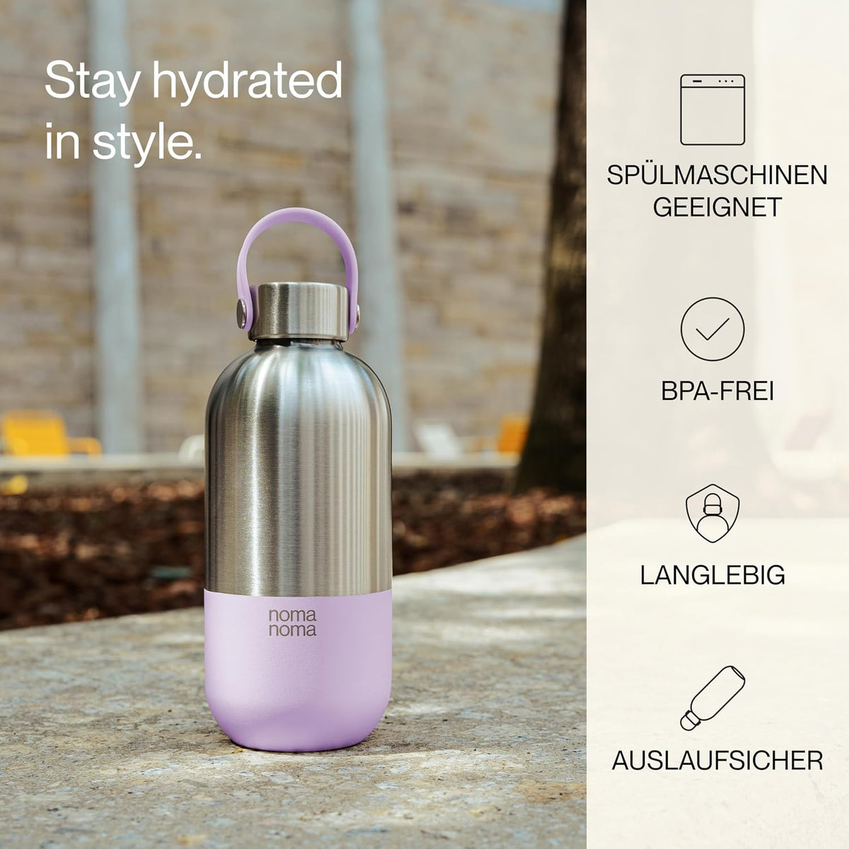 Trinkflasche Edelstahl auslaufsicher 500ml Lavender Purple von guteszeug.ch
