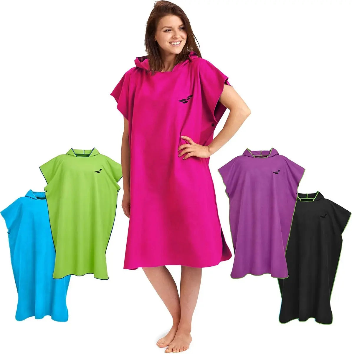 Badeponcho Mikrofaser Unisex schnelltrocknend mit Kapuze M Pink von guteszeug.ch