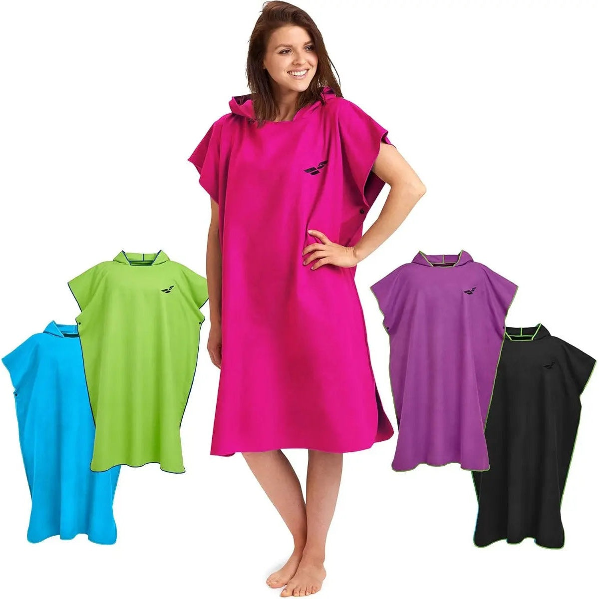 Badeponcho Mikrofaser Unisex schnelltrocknend mit Kapuze L Pink von guteszeug.ch