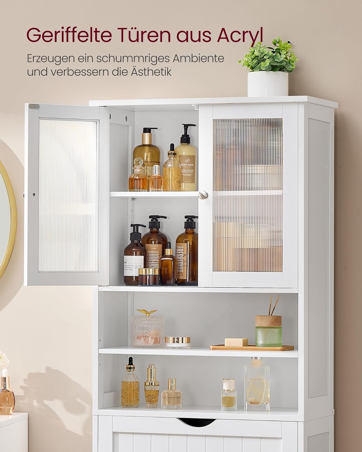 Badezimmerschrank mit Schublade und verstellbaren Ablagen von Songmics