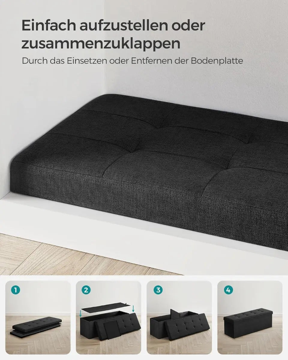 Sitzbank Sitztruhe Stauraum Klappbar Stabil Wohnzimmer Tintenschwarz von Songmics