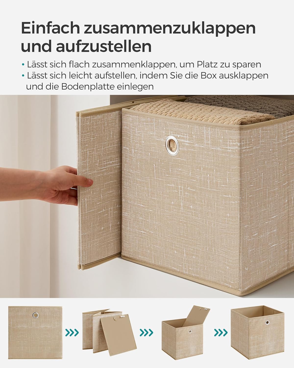 Vliesstoff Aufbewahrungsbox 6er Set 30x30x30 cm sandbeige von Songmics