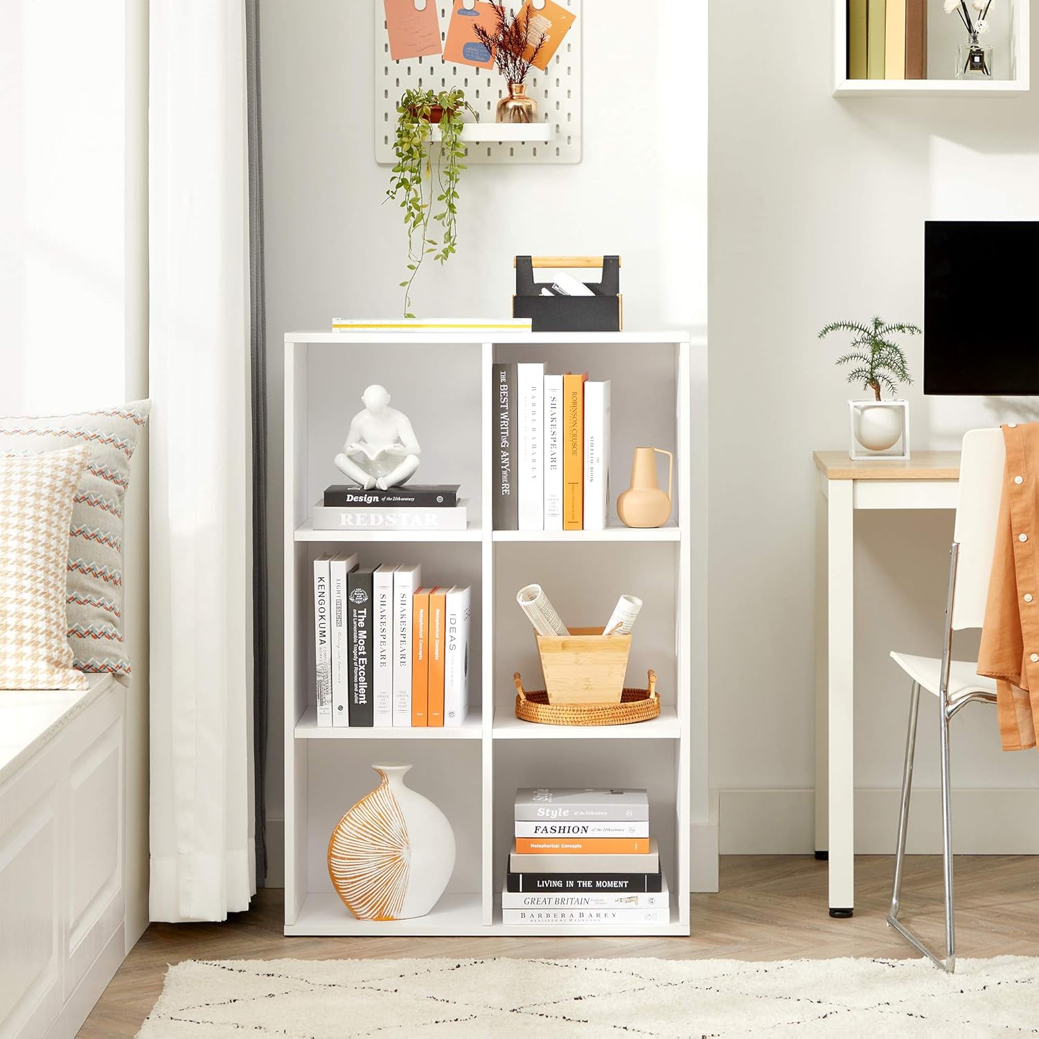 Bücherregal mit 6 Fächern Würfelregal Standregal weiß von Songmics