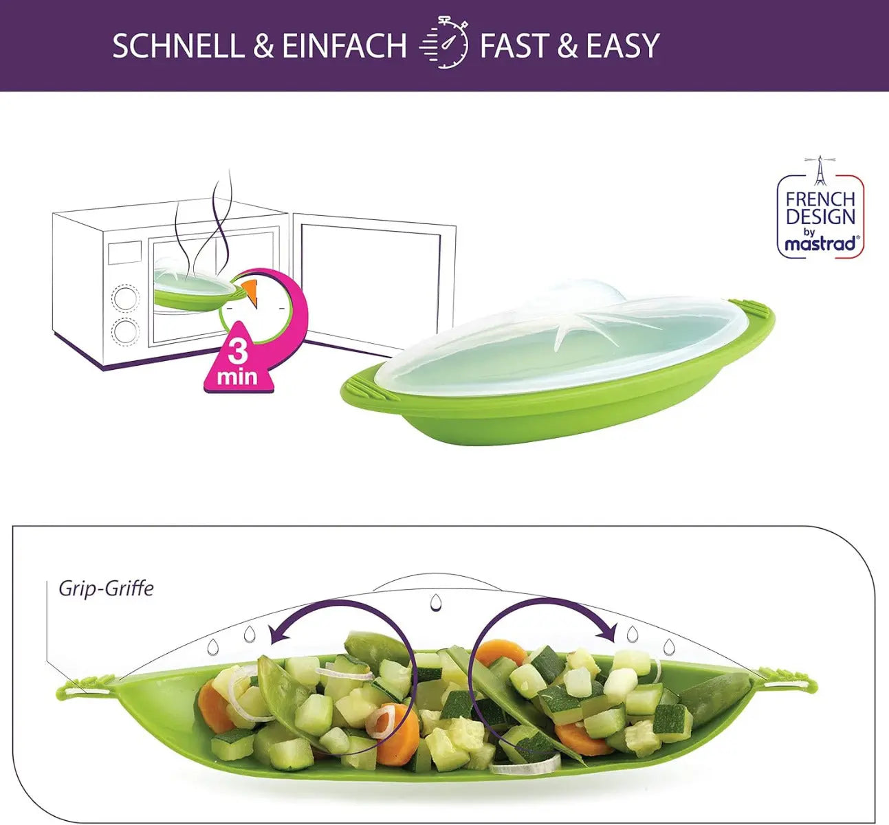 Mikrowellen-Dampfgarer 2er-Set klein Silikon von Mastrad