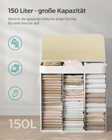 Wäschekorb Wäschebox Bambus 3 Fächer faltbar mit Griffen von Songmics