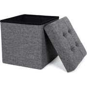 Sitzhocker mit Stauraum, Fusshocker, Sitzwürfel, dunkelgrau von Songmics