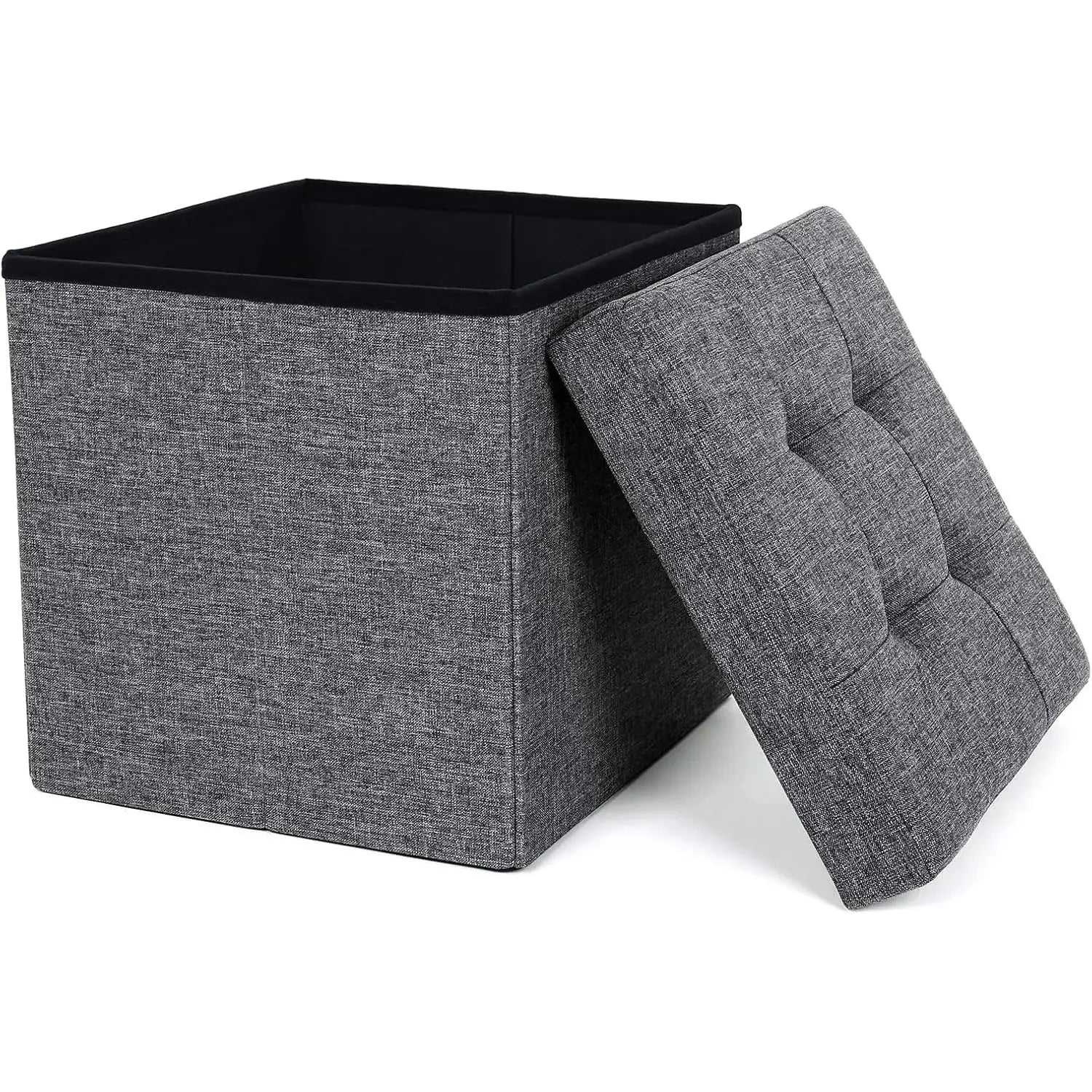 Sitzhocker mit Stauraum, Fusshocker, Sitzwürfel, dunkelgrau von Songmics