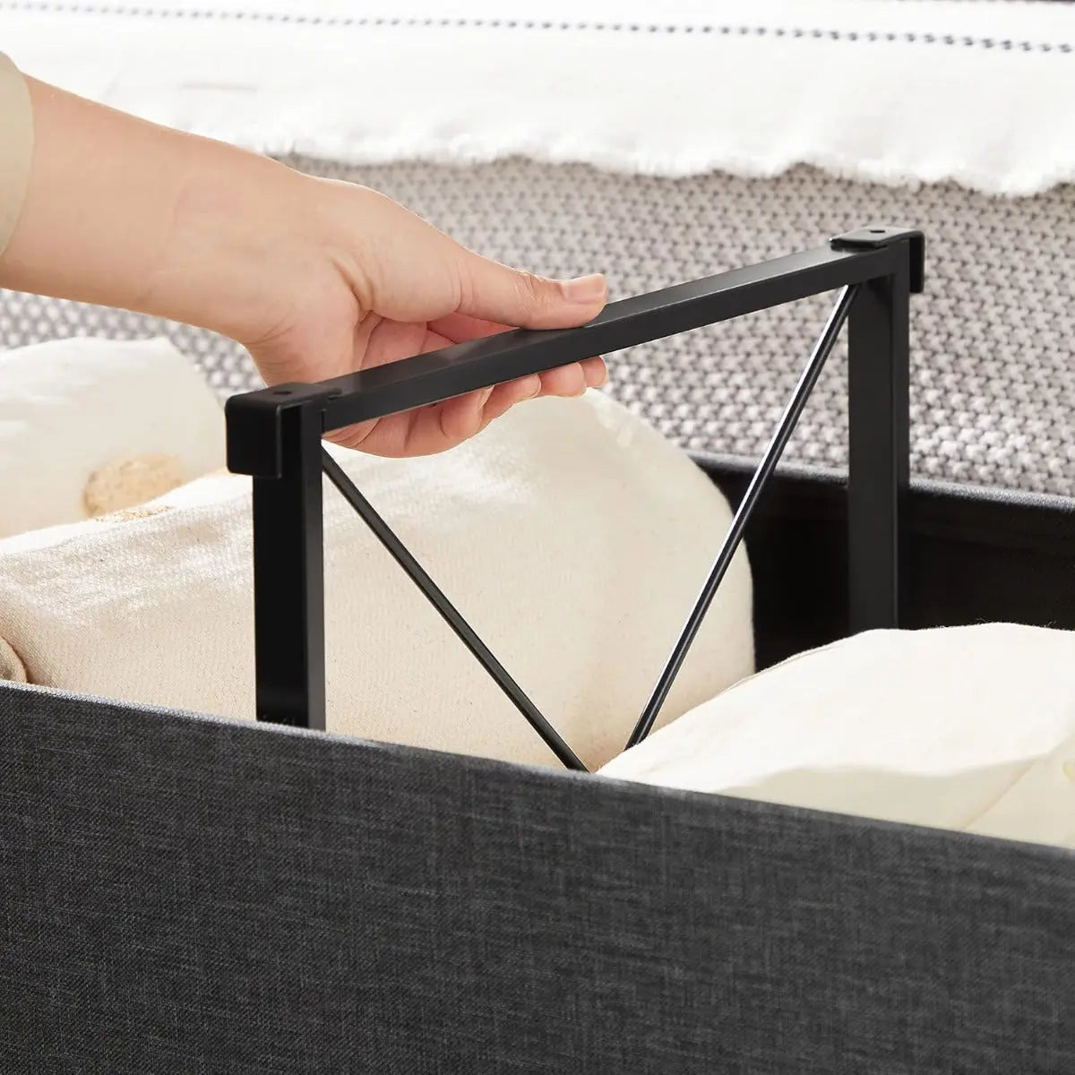 Sitzbank faltbar 300kg grau Leinen von Songmics