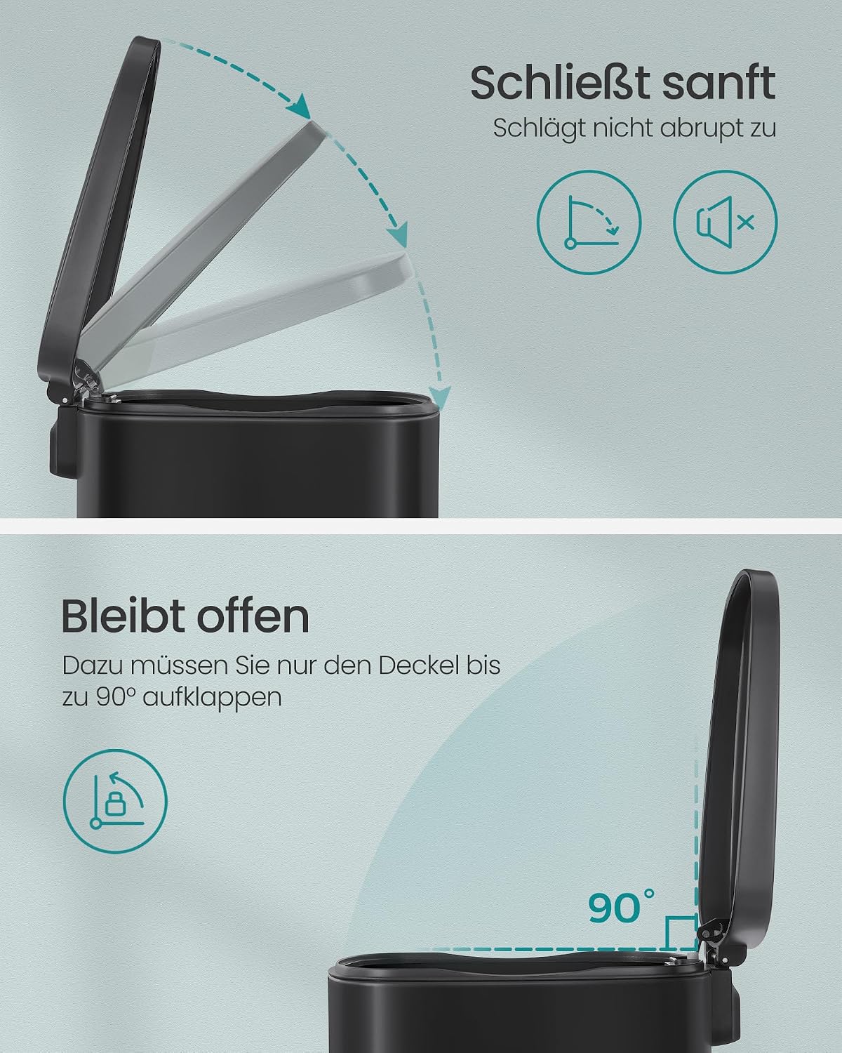 Mülleimer 50 L mit Deckel Softclose Treteimer Schwarz von guteszeug.ch
