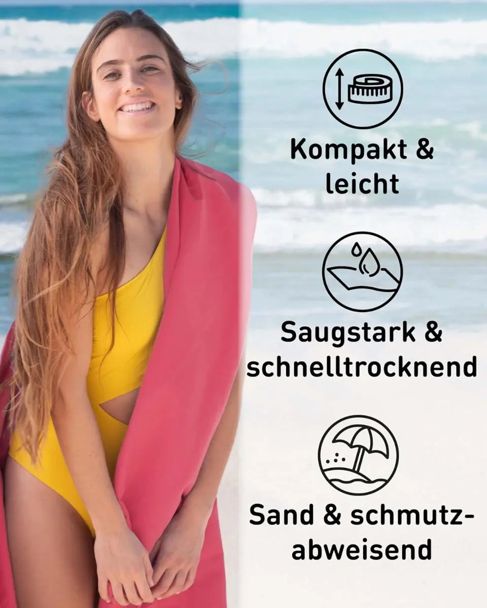 Mikrofaser Handtuch schnelltrocknend mit Tasche 40x80cm Koralle von guteszeug.ch