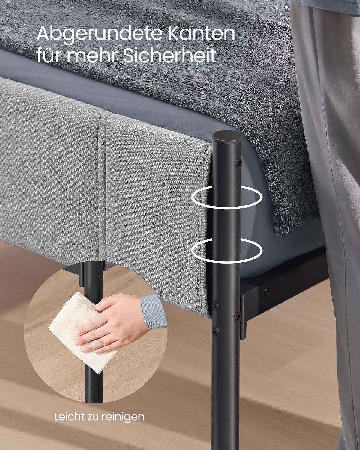 Einzelbettgestell 206x92x104 cm Stahl Taubengrau von Songmics