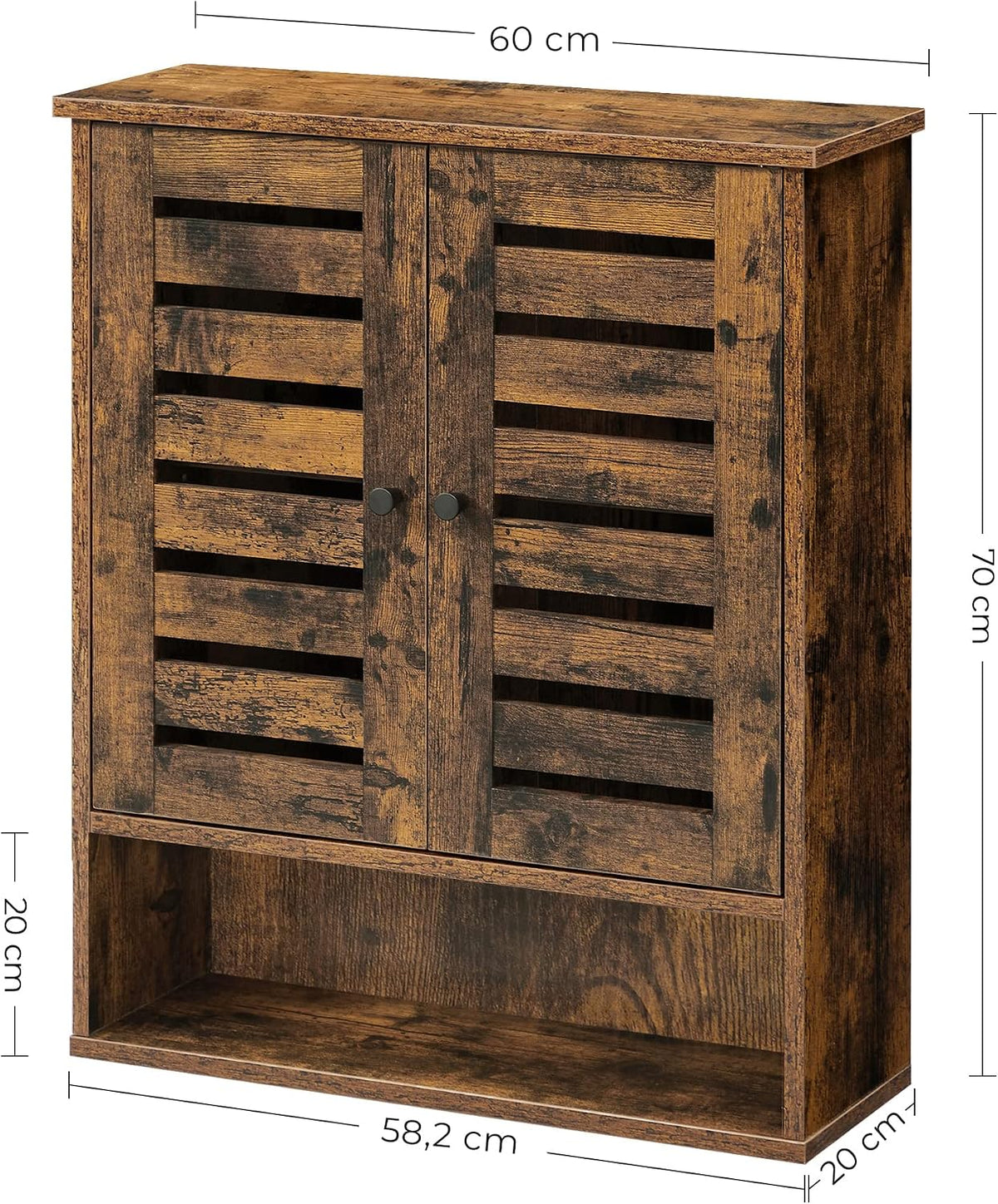Wandschrank 60x20x70 cm Badschrank Vintage Braun von Songmics