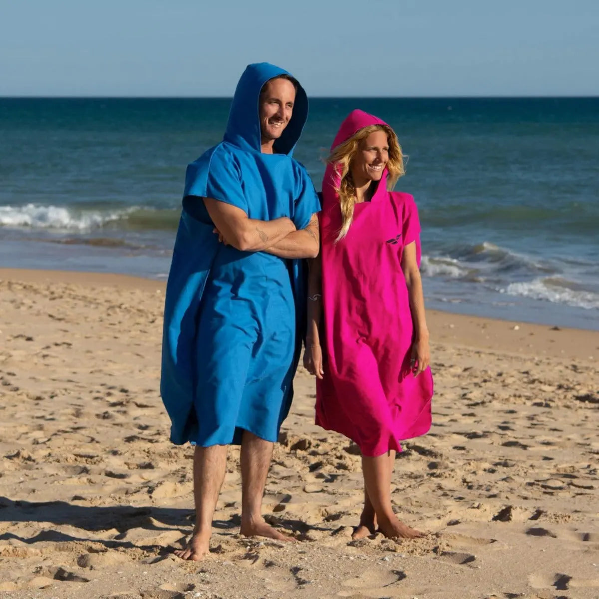 Badeponcho Mikrofaser Unisex schnelltrocknend mit Kapuze M Pink von guteszeug.ch