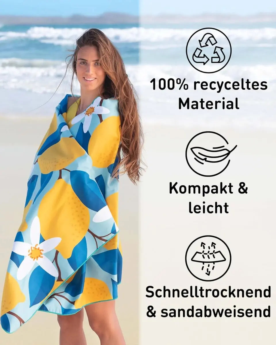 Strandtuch XXL Mikrofaser schnelltrocknendes Badetuch 160x90cm Lemonflowers von guteszeug.ch
