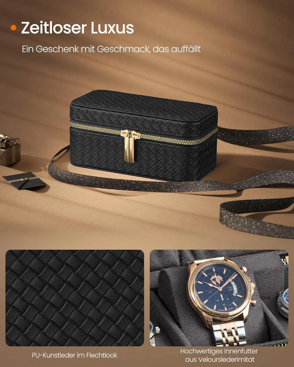 Uhren Aufbewahrung Box für 3 Uhren Grau von Songmics