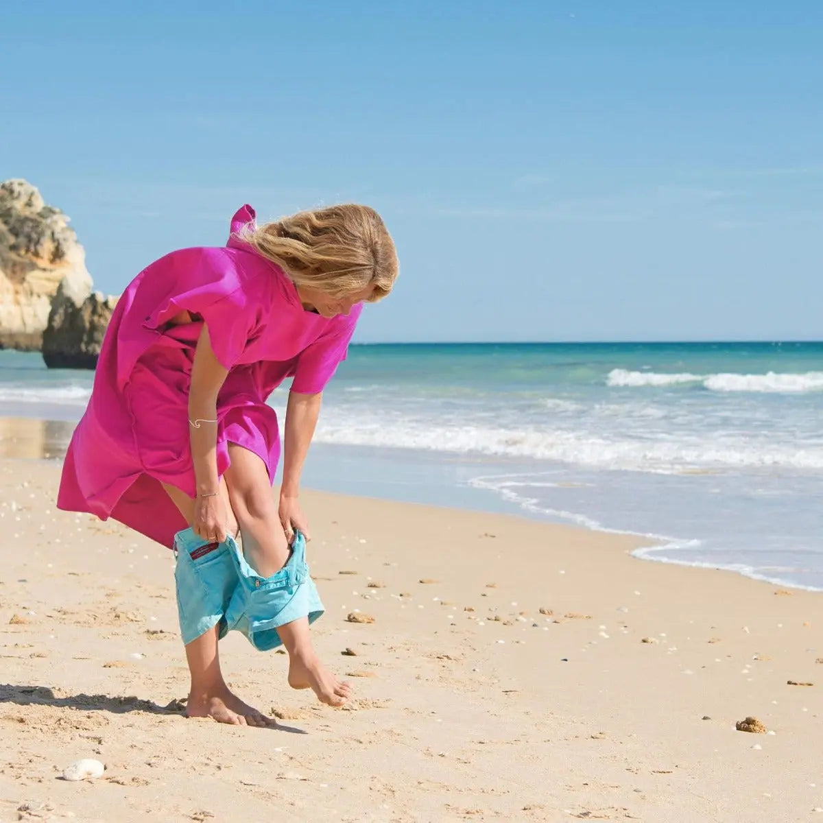 Badeponcho Mikrofaser Unisex schnelltrocknend mit Kapuze L Pink von guteszeug.ch