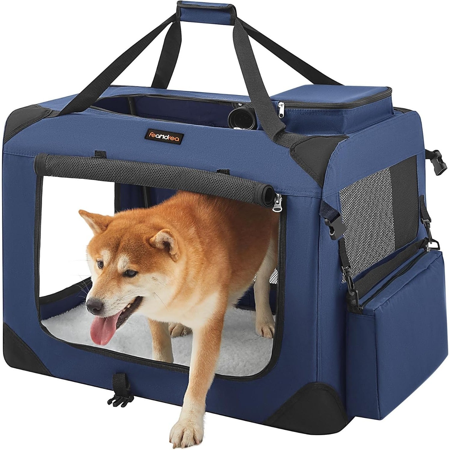 Faltbare Hundebox L 70x52cm Oxford atmungsaktiv dunkelblau von Songmics