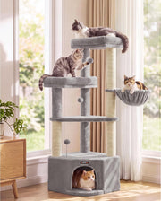 Kratzbaum 141 cm für grosse Katzen Taubengrau von Songmics