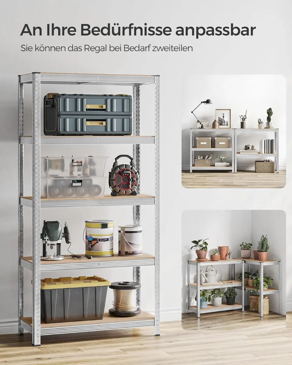 Schwerlastregal mit Stahlgestell, bis 875 kg, silbern von Songmics