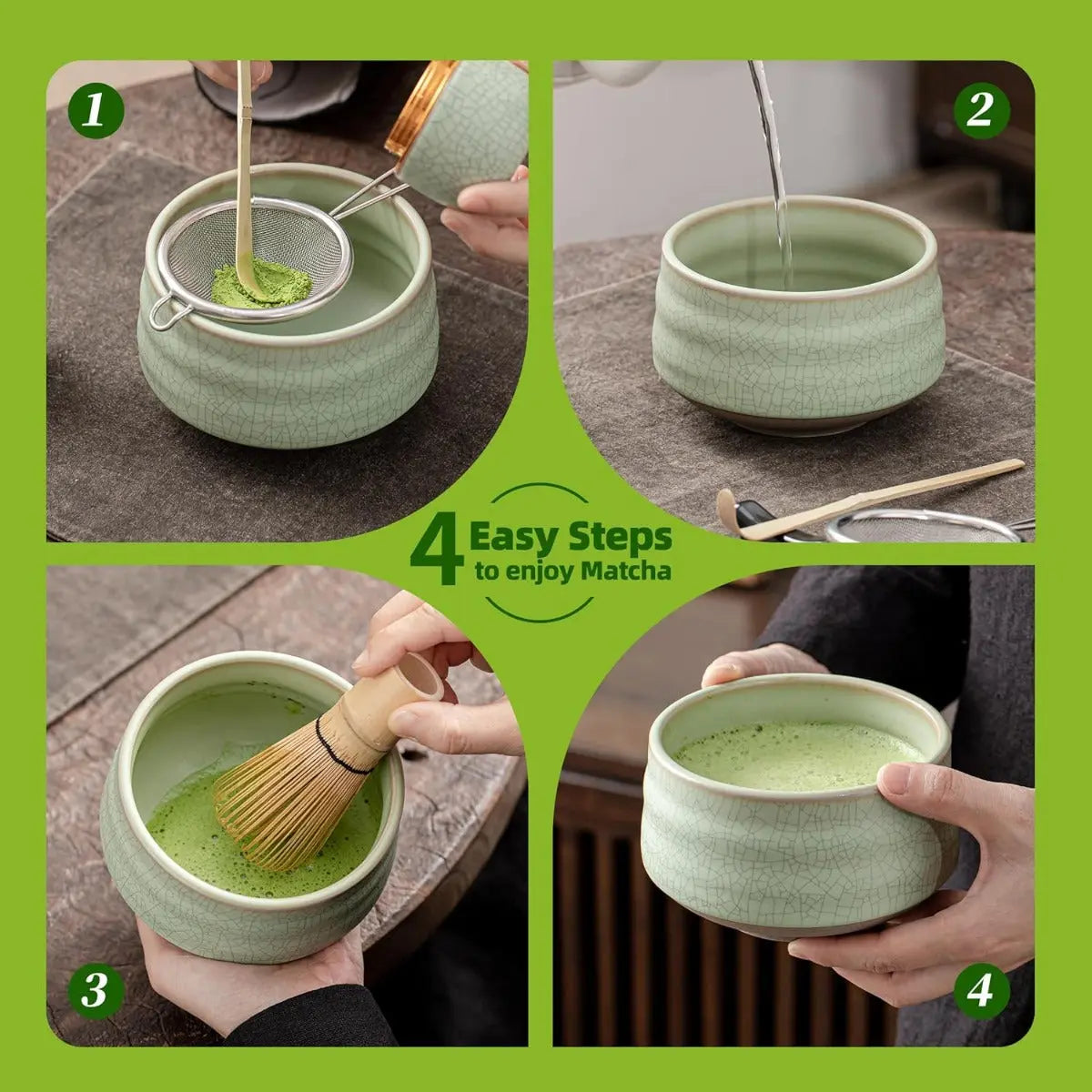 Matcha Set Hellgrün 10-tlg. von TEANAGOO