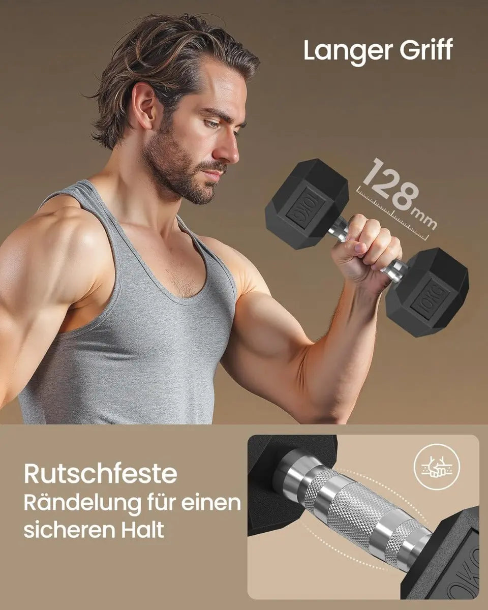Gusseisen-Hanteln 2er-Set Schwarz Gummiert von Songmics