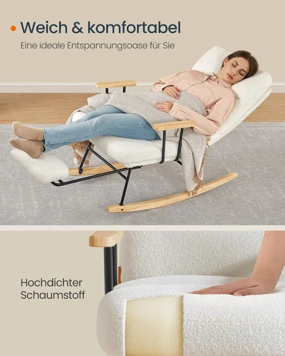 Schaukelstuhl Verstellbar Belastbar Fleece Cremeweiss von Songmics