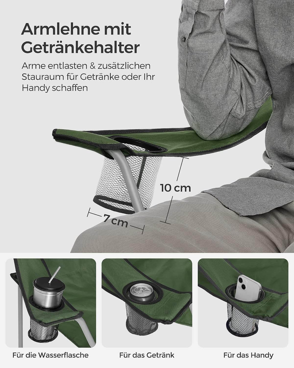Campingstuhl 2er Set Faltstuhl 120 kg Seladongrün von Songmics